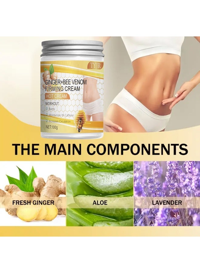TYJR Ginger Bee Venom Firming Hot Cream | Fat Burning & Moisturizing, Sports-Grade Heating & Shaping 100g - Image 3